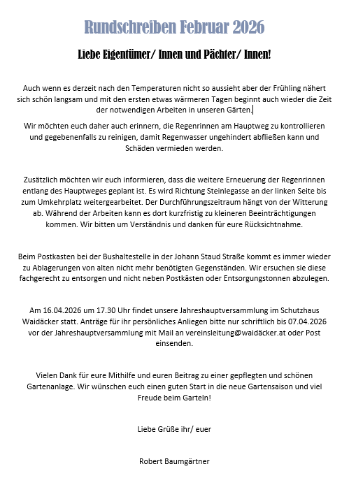 Rundschreiben Februar 2026
